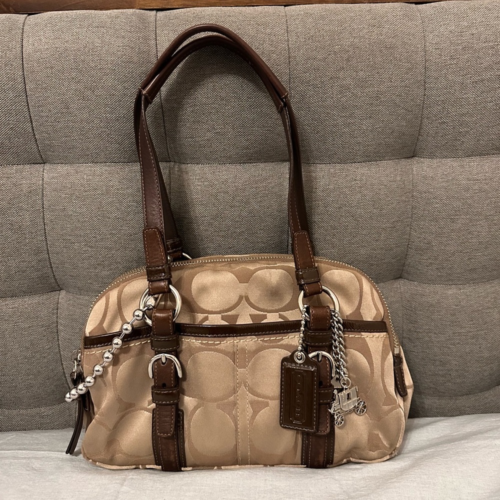 Sold-Y2K coach bonnie satchel double zip signature canvas bag